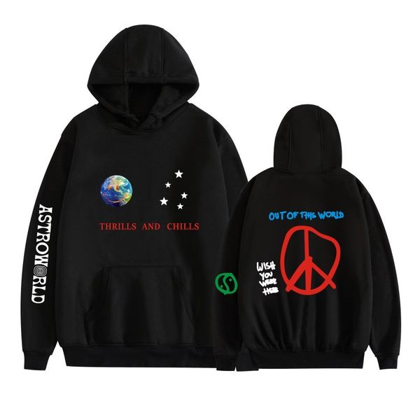 

selling astroworld solid color plush hooded couple's sweater 3d sweater national fashion coat, Black