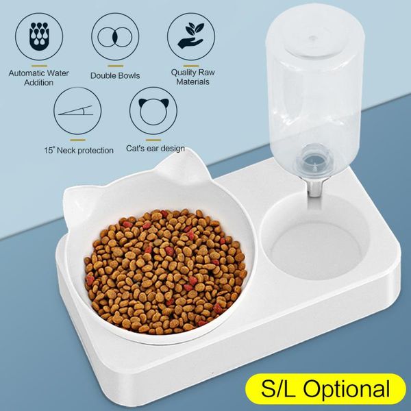 

dual port pet bowl pet feeder plastic dual port automatic feeder water drinking feeding basin bowls for cats dogs #3