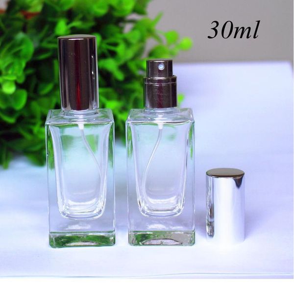 

10pcs/lot 30ml square glass perfume bottle clear glass spray bottle fragrance packaging bottle re qylpoe