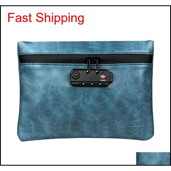 

10pcs smoking smell proof bag leather tobacco pouch with combination lock for herb odor proof stash container case storage waterproof irljd