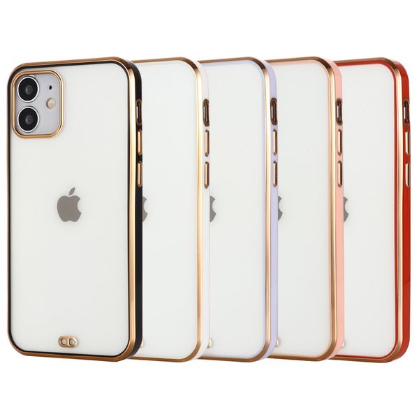 

transparent clear straight edge soft electroplated tpu shockproof phone case for iphone 12 mini 11 pro xs max xr x 7 8 plus
