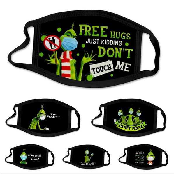 

3d print mask black cotton grinch stole christmas cosplay washable reusable dust proof outdoor protective mouth cover ljjp819