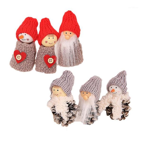 

christmas decorations 3pcs/set santa claus hanging ornaments pine cone xmas doll gift tree pendant home decorations1