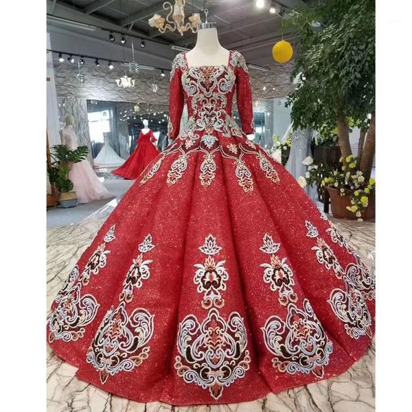 

bgw 22821ht red vintage wedding party dresses with color applique square collar prom dress luxury ball gown evening dress ladies1, White;black