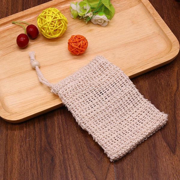 

factory 9*14cm cotton linen beam mouth type environmental protection handmade foaming net soap storage bag