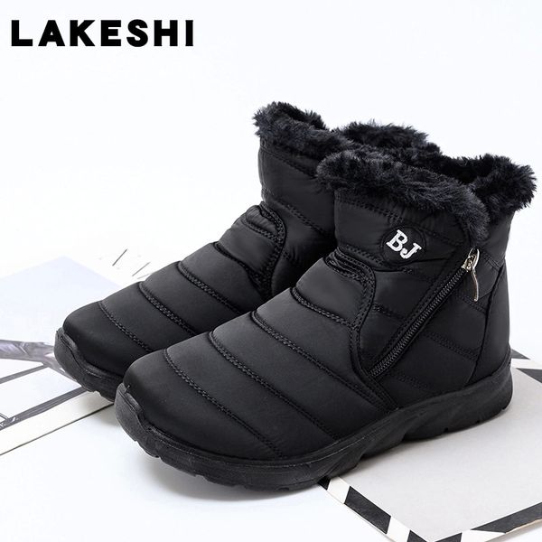 

women boots waterproof snow boots female plush winter women warm ankle botas mujer winter shoes woman plus size 42 #rj6i, Black