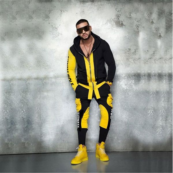 

2020 autumn brand sporting suit men suit men hoodies sets mens gyms sportswear jogger male tracksuit sets gyms clothes, Gray