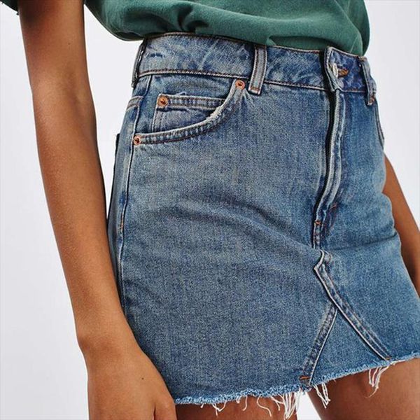 

cool new solid casual style women skirts 2020 a line girls fashion waist streetwear skirt new blue summer denim high mini, Black