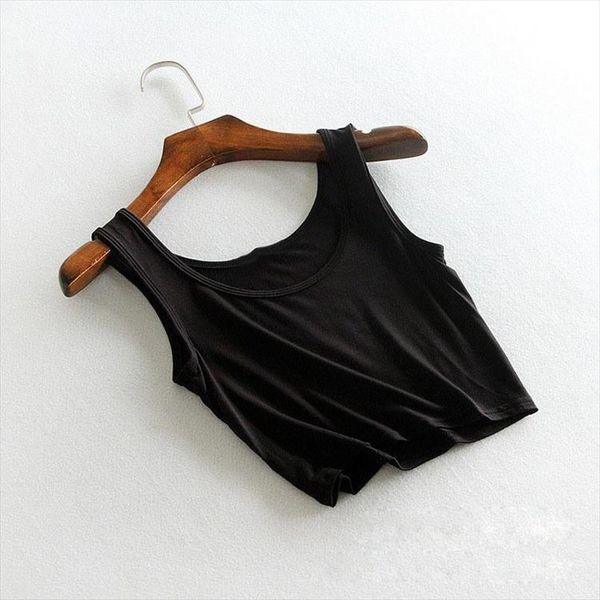 

women summer slim short women sleeveless round collor crop tank cotton solid color crop vest tube top, White