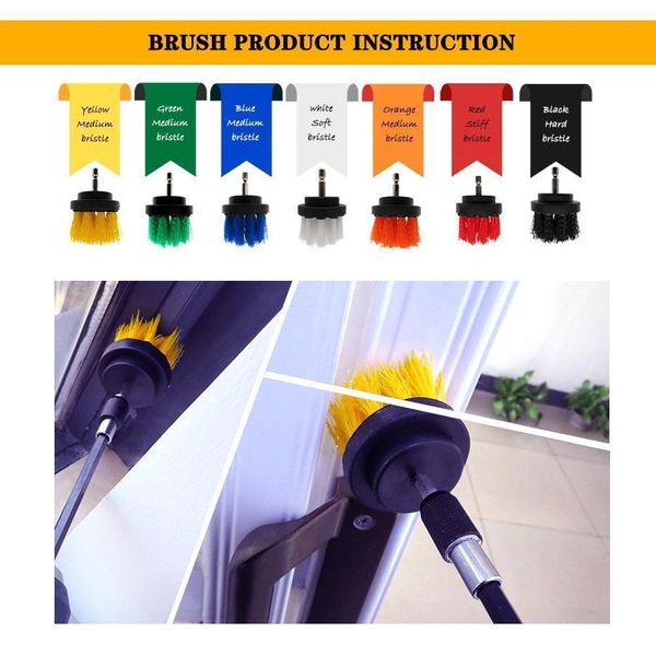 

4pcs/set drill power scrub clean brush electric drill brush kit with extension for cleaning car, seat, carpet, upholstery q bbyqyc