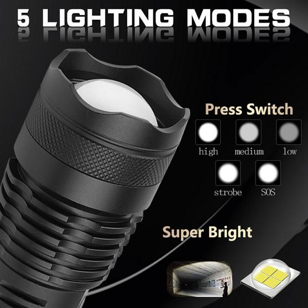 

led 20w 5v 5 x 5mm high-power micro usb rechargeable telescopic zoom flashlight suitable for camping, climbing, night riding, caving torche