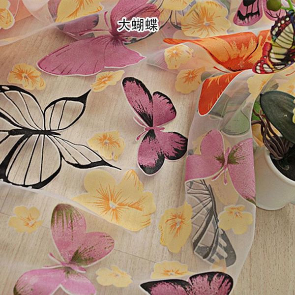 

100*200cm rod offset printing butterfly screen window curtain translucidus tulle for living room printed sheer curtain tulle wmtkvo
