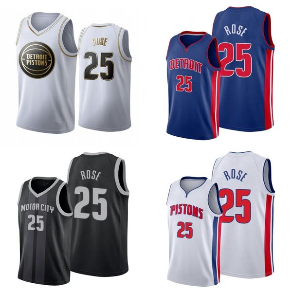 

detroit pistons men derrick rose basketball jersey, Black