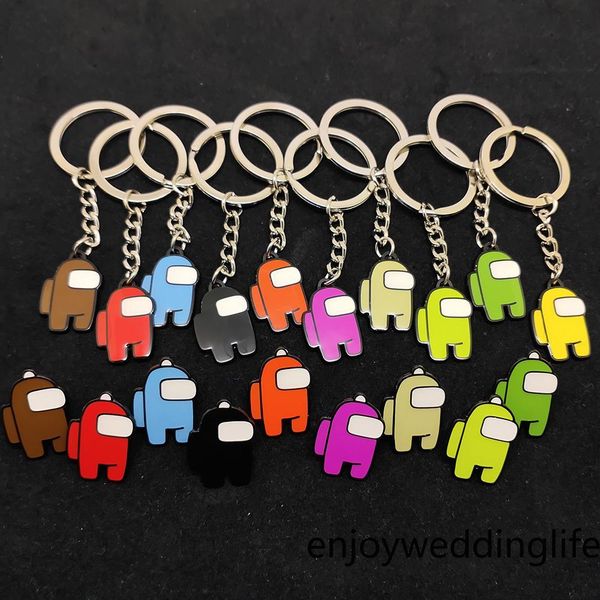 

50 pcs 11 styles games among us keychain acrylic colourful gift keychains for car keys decoration accessories 5cm*3cm fy7332, Blue