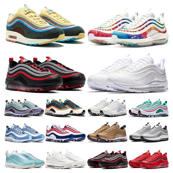 

2021 running shoes mens womens triple white black silver bullet tie dye sean wotherspoon jesus outdoor sports shoes size 5.5-11