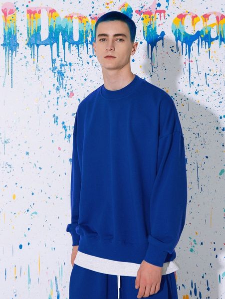 

men round neck drop shoulder pullover t3aj#, Black