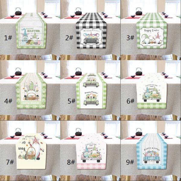 

happy easter rabbit table runner multi-size easter gnome rabbit bunny cotton linen table runner home party kitchen decoration
