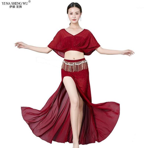 

women belly dance clothes milk silk belly dance suit 2pcs skirt girls bellydance costume latin/ballroom set clothing1, Black;red