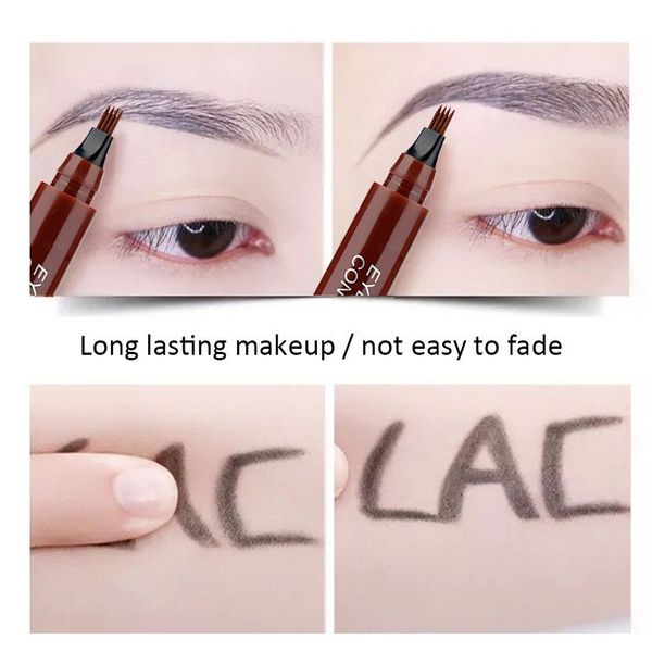 

4 fork microblading eyebrow waterproof fork tip tattoo pen liquid brown eye brow enhancer dye tint liner long lasting eyebrow sqcvac