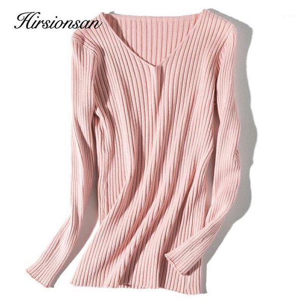 

hirsionsan pullover sweater women solid autumn winter 2020 knitted warm v neck ladies casual fashion korean jumper1, White;black