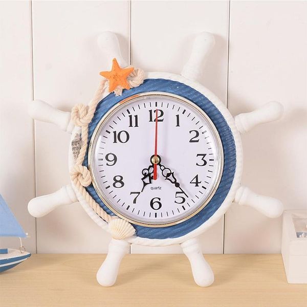 

wall clocks 1pc anchor well shape clock beach sea theme wheel rudder steering decor hanging antique home decoration random color1