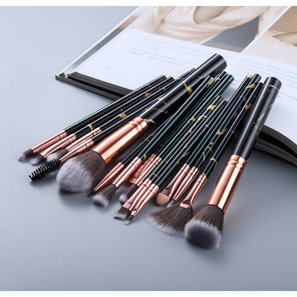 

fld10 15шт мрамор kabuki makeup щетки набор косметических теней для глаз фонда blush blush blacking beauty make up щетка инструменты maquiag