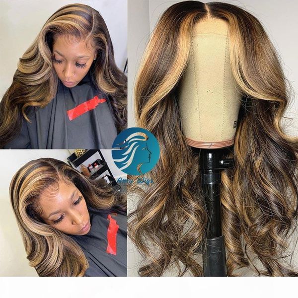 

360 lace frontal wig pre-plucked loose wave lace front human hair wigs brown honey blonde highlighted wigs brazilian remy hair 150% density, Black;brown
