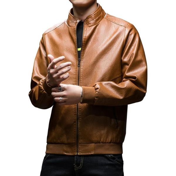 

7xl men 2020 новый осенний бизнес повседневная теплый мотоцикл кожаная куртка пальто мужчины мода кожаные куртки, Black