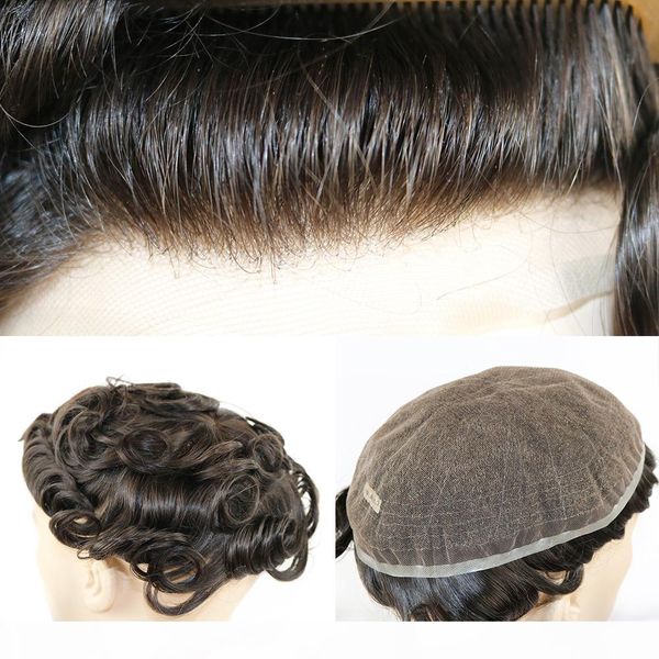 

full swiss lace toupee for men 100 remy human hair swiss lace base hair replacement men039s lace toupee hairpiece6483505, Black