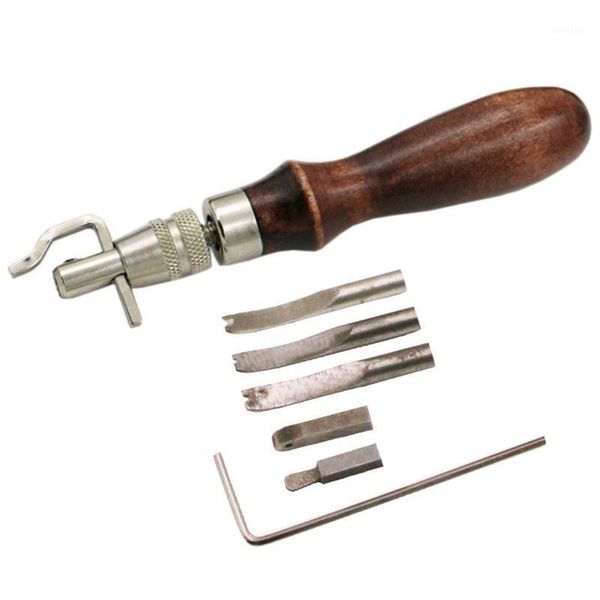 

7pcs/set leather punch tools adjustable diy crafts cutting edging stitching groover kit gouge accessories1