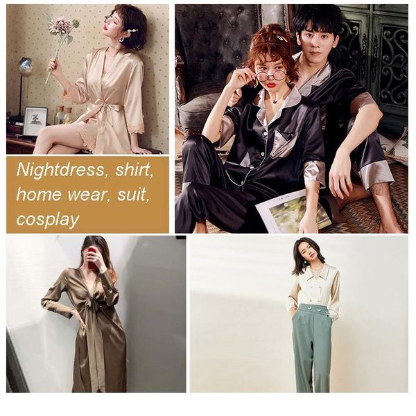 

50*150cm stretch satin chiffon fabric silk satin for pajamas sleeping skirt camisole shirts home furnishing diy qyllag, Black;white