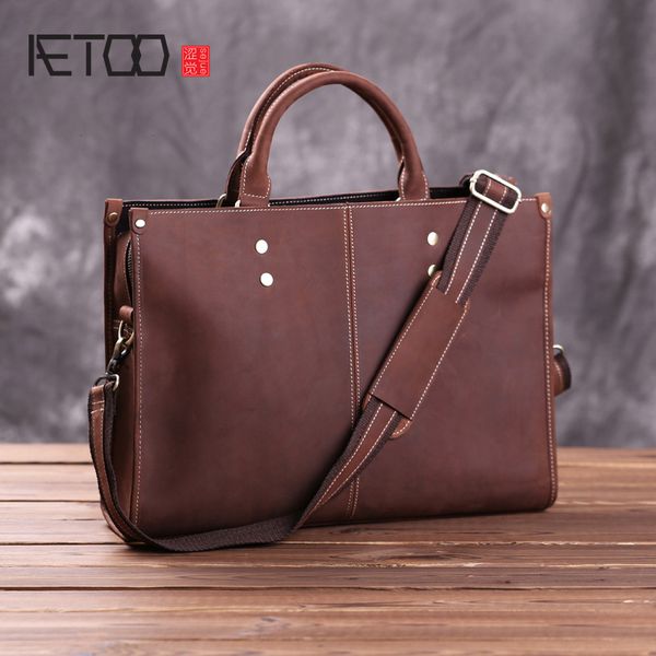 

hbp aetoo handmade leather handbag, male vintage mad horse leather shoulder bag, simple casual business briefcase