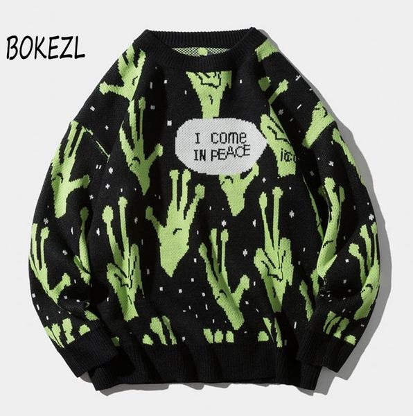 

boekzl 2020ss hip-хоп забавный палец принт вязаный свитер мужская хараджуку пуловер мужская одежда уличная одежда свитер негабарит, White;black