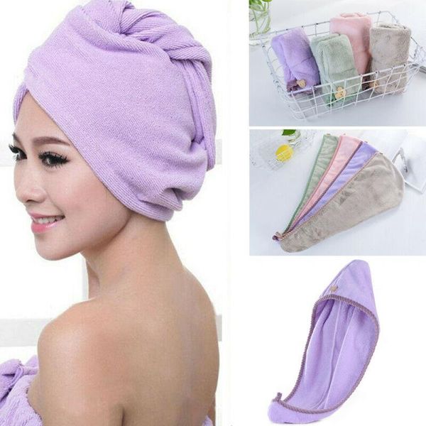 

magic hair drying towel hat cap microfibre quick dry turban for bath shower pool shower caps1
