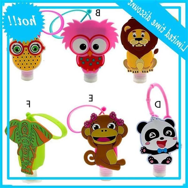 

cute kids 30ml empty travel bottles handdisinfecting holder with silicones case lekvrije navulable portable containers, Black