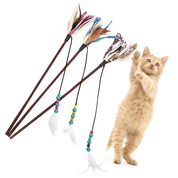 

cat toys legendog 3pcs/set teaser wand fake feather decor funny toy interactive pet supplies favors