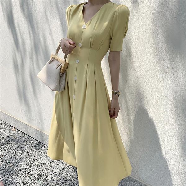 

vintage satin long dress for women summer v neck button slim female dress party evening solid casual elegant ladies midi, Black;gray