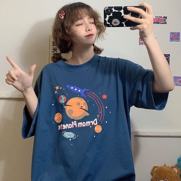 

new summer short sleeve t-shirt women's fashion loose korean star harajuku student casual top, White;black