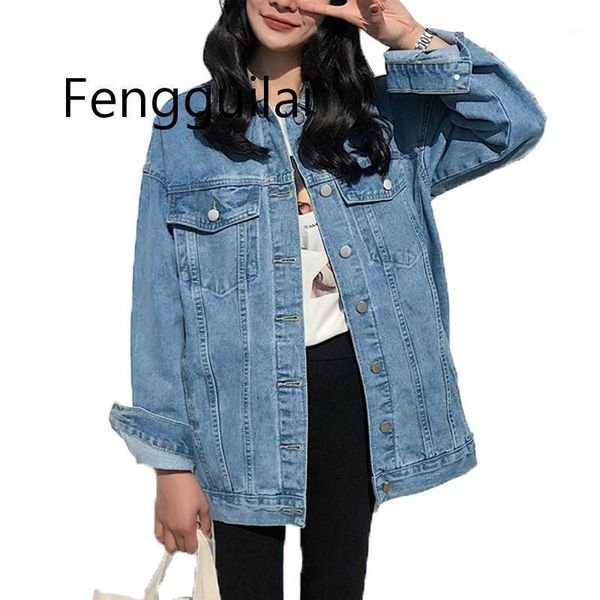 

solid jean jeans jacket for women loose casual blue women coats female outwear denim feminine chaqueta mujer coat autumn winter1, Black;brown