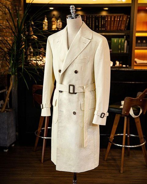

winter men's long trench coat 2021 fashion new double breasted v-neck solid england high street style jacket size s-6xl overcoat, Tan;black