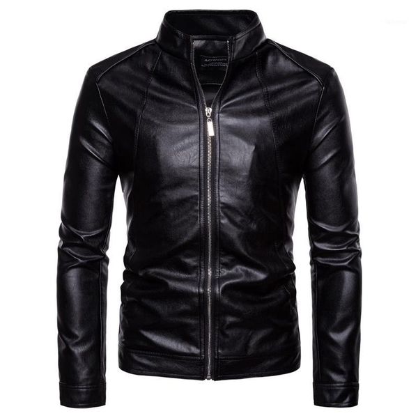 

pu leather jacket men slim fit fashion biker jacket new vintage motorcycle leather male zippers coat clothing m-5xl,b0411, Black