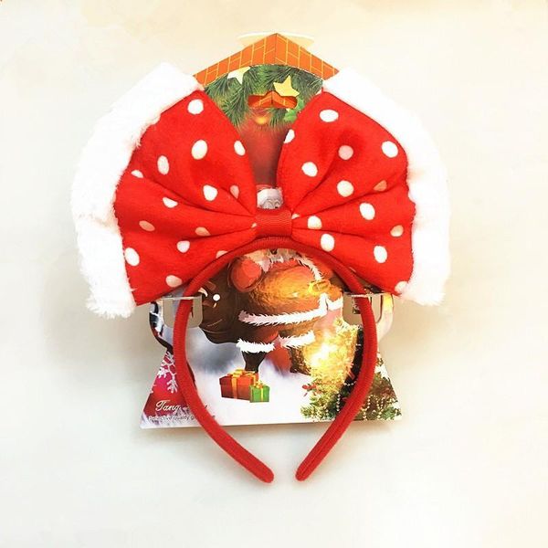 

christmas red plaid bow hairband festival glitter mouse ears headband for girls women party hair accessories 20201