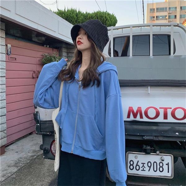 

korean style simple plus fleece hoodie short women's sweatshirt1, Black