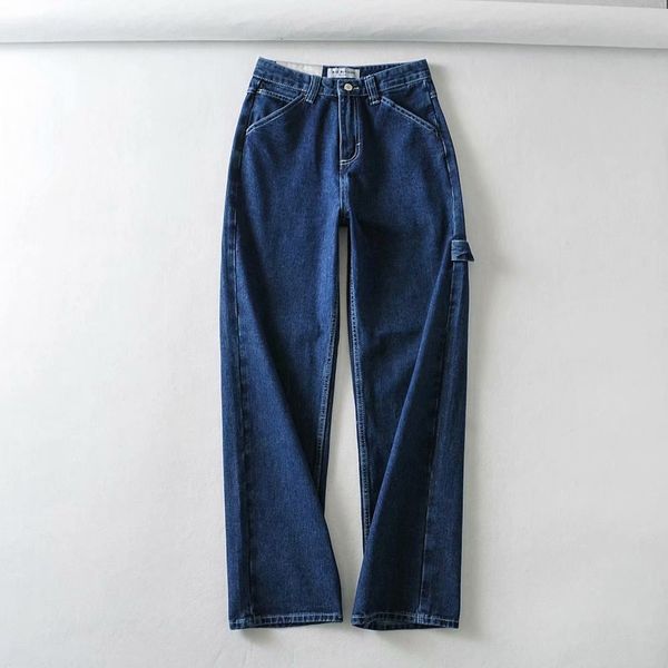 

2021 new summer european and american women's fashion washing tooling loose wide leg jeans pants gt8887 kbg0, Blue
