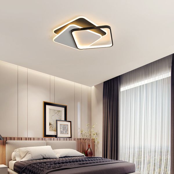 

2021 new modern ceiling square led for living room bedroom kitchen white black personality decorative study surface mounted a4hz