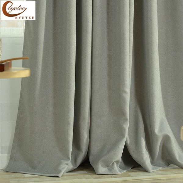 

[byetee] modern minimalist solid curtains with linen polyesre blackout for bedroom linving room windows curtains drapes