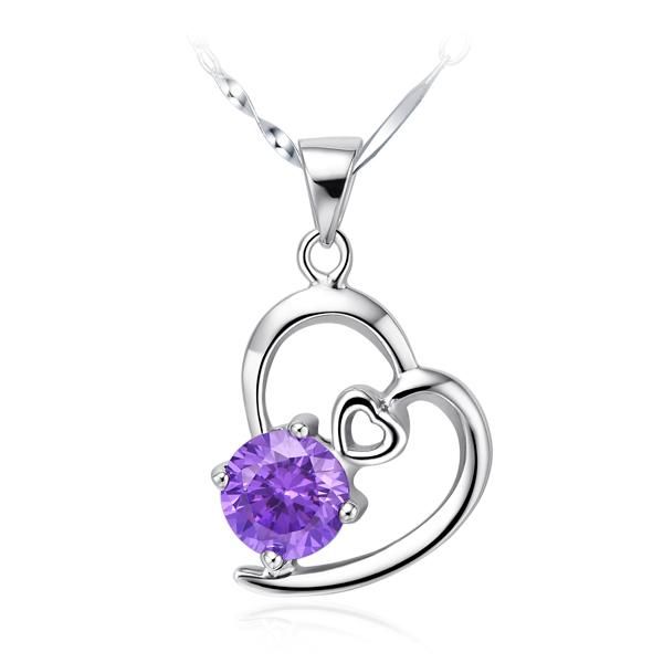 

pendant necklaces nice silver plated cubic zirconial brand love heart shape fashion summer jewelry for women wedding bridal