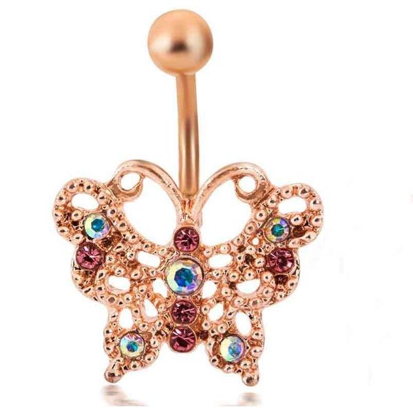 

dangle belly button ring rose gold belly bar body jewelry butterfly navel piercing for women luxury bijoux zuv5n, Silver