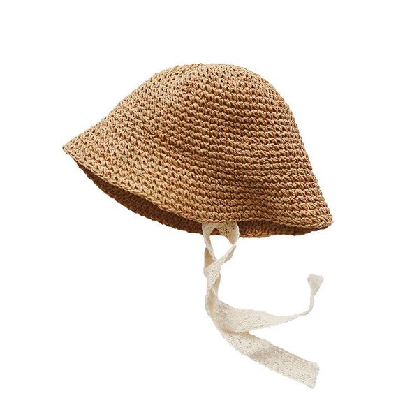 

children's sunshade hat 2020 summer korean children's straw hat lace lace up leisure vacation adjustable fisherman's, Blue;gray
