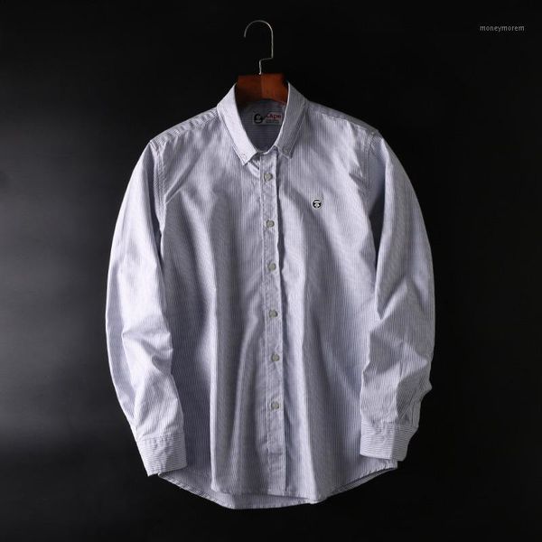 

2018 new men's casual shirts 100% cotton vertical striped shirt men spring casual shirts oxford dress shirt camisa masculina1, White;black